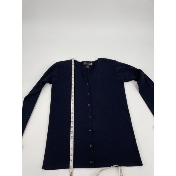 Vintage Linda Allard Ellen Tracy Womens Petite Cardigan Wool Silk Black Neutral - Picture 7 of 7